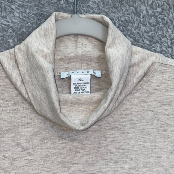 Tweeds Womens Beige Cotton Long Sleeve Turtleneck XL‎ Neutral Minimalist Chic - Picture 2 of 9